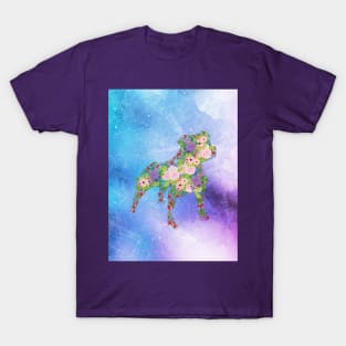 Distressed Watercolour Floral Staffordshire Bull Terrier T-Shirt